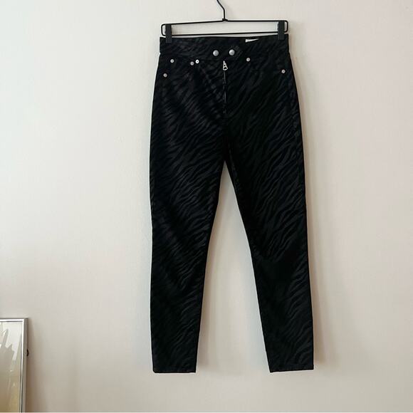 Rag & Bone Nina Velvet Zebra High Rise Jeans - Picture 2 of 6